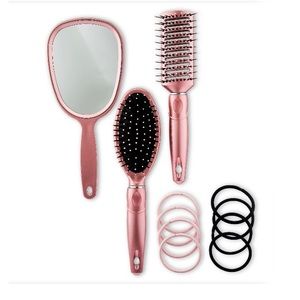NWT Beautiful 12 pc pink hair brush and accessory gift set
